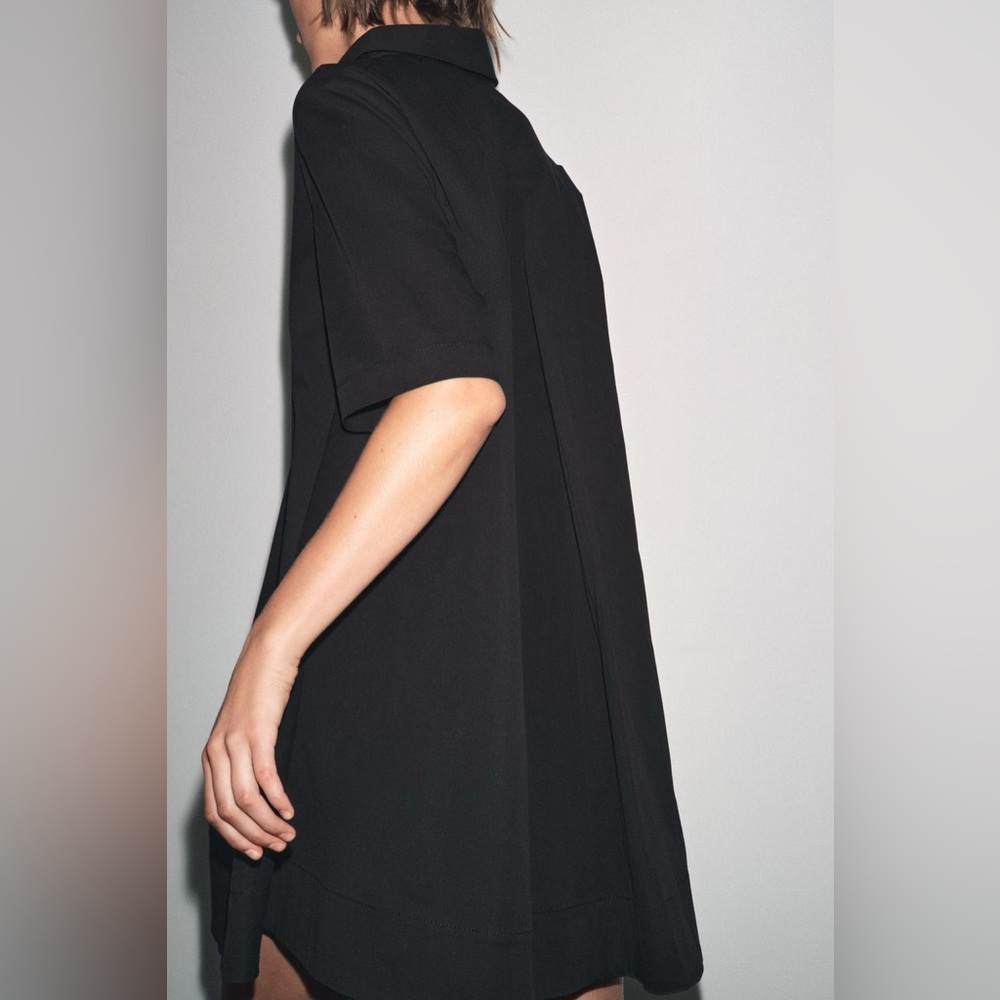 ZARA Short black poplin dress, ZW collection M NWT - Picture 4 of 12